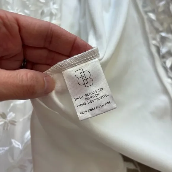 Baltic Born Marseille Embossed Maxi Dress Women's L White Long Slit Bride Fairy - Picture 6 of 10